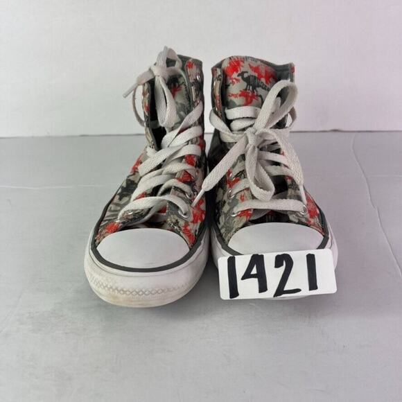 Converse Sneaker kid Sz2 Chuck Taylor All Star HI Poppy Glow Dinosaurs 671598F - Picture 7 of 9